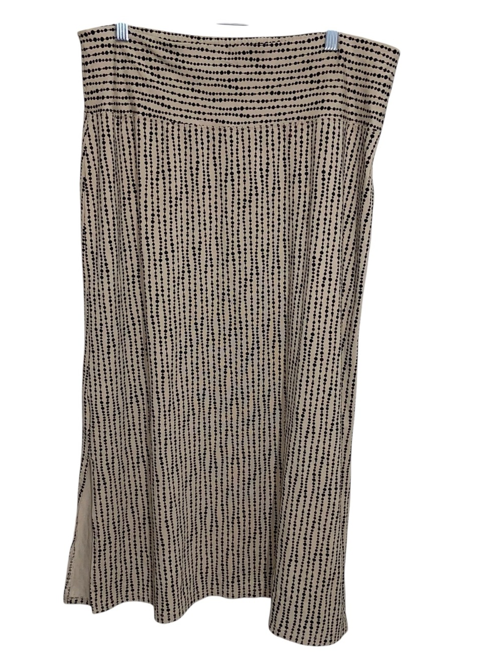 Habitat Skirt Womens Large Tan Lagenlook Boho Minimalist Pull on Midi Stretch